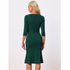 image:imageAllegra K Women Elegant Casual Work Sheath Dress Belt Sllit HemDark Green