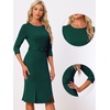 image:imageAllegra K Women Elegant Casual Work Sheath Dress Belt Sllit HemDark Green