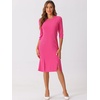 image:imageAllegra K Women Elegant Casual Work Sheath Dress Belt Sllit HemHot Pink