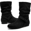 image:imageAllegra K Women Wide Mid Calf Slouch Pull on Low Heel BootiesBlack