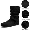 image:imageAllegra K Women Wide Mid Calf Slouch Pull on Low Heel BootiesBlack