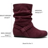 image:imageAllegra K Women Wide Mid Calf Slouch Pull on Low Heel BootiesBurgundy
