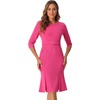 image:imageAllegra K Women Elegant Casual Work Sheath Dress Belt Sllit HemHot Pink