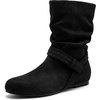 image:imageAllegra K Women Wide Mid Calf Slouch Pull on Low Heel BootiesBlack