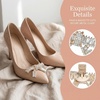 image:imageAllegra K 2 PCS Womens Sparkly Rhinestone Shoe Clips Detachable Bow Decorations for Bridal WeddingGoldWavy Bow