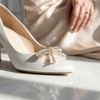 image:imageAllegra K 2 PCS Womens Sparkly Rhinestone Shoe Clips Detachable Bow Decorations for Bridal WeddingGoldWavy Bow