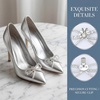 image:imageAllegra K 2 PCS Womens Sparkly Rhinestone Shoe Clips Detachable Bow Decorations for Bridal WeddingSilverSingleRow