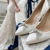 image:imageAllegra K 2 PCS Womens Sparkly Rhinestone Shoe Clips Detachable Bow Decorations for Bridal WeddingSilverWavy Bow