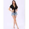 image:imageAllegra K Boho Tie Front Crop Top for Womens Sexy Spicy Deep V Neck TopsBlack