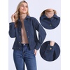 image:imageAllegra K Corduroy Jacket for Women Long Sleeve Button Down OuterwearDark Blue