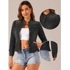 image:imageAllegra K Denim Jacket Womens Classic Stand Collar Long Sleeve Jean JacketsBlack