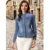 image:imageAllegra K Denim Jacket Womens Classic Stand Collar Long Sleeve Jean JacketsBlue