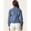 image:imageAllegra K Denim Jacket Womens Classic Stand Collar Long Sleeve Jean JacketsBlue
