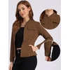 image:imageAllegra K Denim Jacket Womens Classic Stand Collar Long Sleeve Jean JacketsBrown