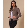 image:imageAllegra K Denim Jacket Womens Classic Stand Collar Long Sleeve Jean JacketsCoffee