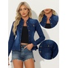 image:imageAllegra K Denim Jacket Womens Classic Stand Collar Long Sleeve Jean JacketsDark Blue
