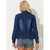 image:imageAllegra K Denim Jacket Womens Classic Stand Collar Long Sleeve Jean JacketsDark Blue