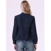 image:imageAllegra K Denim Jacket Womens Classic Stand Collar Long Sleeve Jean JacketsDeep Blue