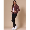 image:imageAllegra K Denim Jacket Womens Classic Stand Collar Long Sleeve Jean JacketsDeep Red