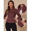 image:imageAllegra K Denim Jacket Womens Classic Stand Collar Long Sleeve Jean JacketsDeep Red