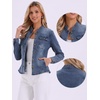 image:imageAllegra K Denim Jacket Womens Classic Stand Collar Long Sleeve Jean JacketsGray Blues
