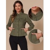 image:imageAllegra K Denim Jacket Womens Classic Stand Collar Long Sleeve Jean JacketsGreen