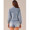 image:imageAllegra K Denim Jacket Womens Classic Stand Collar Long Sleeve Jean JacketsGrey Blue