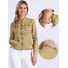 image:imageAllegra K Denim Jacket Womens Classic Stand Collar Long Sleeve Jean JacketsKhaki