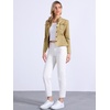 image:imageAllegra K Denim Jacket Womens Classic Stand Collar Long Sleeve Jean JacketsKhaki