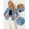 image:imageAllegra K Denim Jacket Womens Classic Stand Collar Long Sleeve Jean JacketsLight Blue