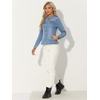 image:imageAllegra K Denim Jacket Womens Classic Stand Collar Long Sleeve Jean JacketsLight Blue