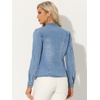 image:imageAllegra K Denim Jacket Womens Classic Stand Collar Long Sleeve Jean JacketsLight Blue