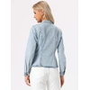 image:imageAllegra K Denim Jacket Womens Classic Stand Collar Long Sleeve Jean JacketsLight Wash