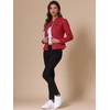 image:imageAllegra K Denim Jacket Womens Classic Stand Collar Long Sleeve Jean JacketsRed