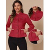 image:imageAllegra K Denim Jacket Womens Classic Stand Collar Long Sleeve Jean JacketsRed