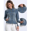 image:imageAllegra K Denim Jacket Womens Classic Stand Collar Long Sleeve Jean JacketsVintage Blue