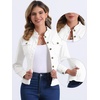 image:imageAllegra K Denim Jacket Womens Classic Stand Collar Long Sleeve Jean JacketsWhite