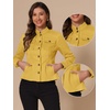 image:imageAllegra K Denim Jacket Womens Classic Stand Collar Long Sleeve Jean JacketsYellow