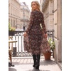 image:imageAllegra K Floral Chiffon Dress for Women Flowy Pleated Tiered Midi DressBlack