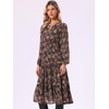 image:imageAllegra K Floral Chiffon Dress for Women Flowy Pleated Tiered Midi DressBlack