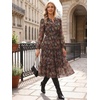 image:imageAllegra K Floral Chiffon Dress for Women Flowy Pleated Tiered Midi DressBlack