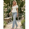image:imageAllegra K Floral Top for Womens Sweetheart Neck Shirred Ruffle Peplum TopsBeige