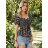 image:imageAllegra K Floral Top for Womens Sweetheart Neck Shirred Ruffle Peplum TopsBlack