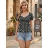 image:imageAllegra K Floral Top for Womens Sweetheart Neck Shirred Ruffle Peplum TopsBlack Floral