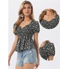 image:imageAllegra K Floral Top for Womens Sweetheart Neck Shirred Ruffle Peplum TopsBlack Floral