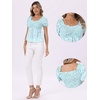 image:imageAllegra K Floral Top for Womens Sweetheart Neck Shirred Ruffle Peplum TopsBlue Green