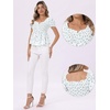 image:imageAllegra K Floral Top for Womens Sweetheart Neck Shirred Ruffle Peplum TopsBlue White