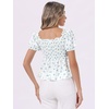 image:imageAllegra K Floral Top for Womens Sweetheart Neck Shirred Ruffle Peplum TopsBlue White
