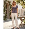 image:imageAllegra K Floral Top for Womens Sweetheart Neck Shirred Ruffle Peplum TopsCoffee