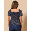 image:imageAllegra K Floral Top for Womens Sweetheart Neck Shirred Ruffle Peplum TopsDark Blue